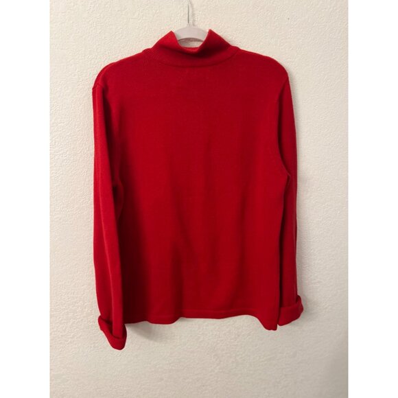 Chaps Red Pullover Sweater XL 100% Cotton Gold Button Accents - Picture 3 of 5